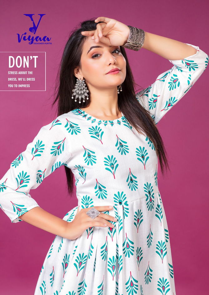 Viyaa Kit Kat Printed Cotton Anarakali Kurti Catalog
